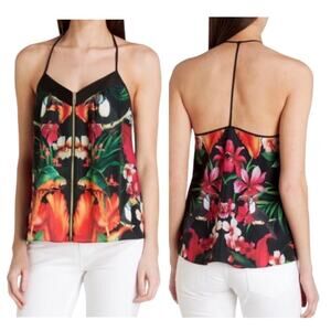 Ted Baker London Toucan Parrot Zipper T-Strap Tank Top Small Tropical Beach